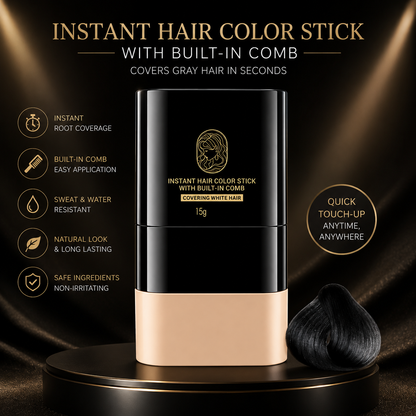 Aelnora Instant Hair Dye Stick with Built-in Comb, Gray Hair Dye, 2-in-1 Touch-Up Comb